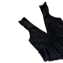 Load image into Gallery viewer, Black Lace Ruffled Body Suit | Medium