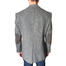 Load image into Gallery viewer, Men's Gray Harris Tweed Blazer with Suede Elbow Patches | Large
