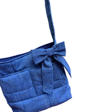 Load image into Gallery viewer, Recycled Dark Floral Printed Denim Bow Bag