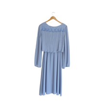 Load image into Gallery viewer, Powder Blue Ruffle Dress with Lace Embroidered Collar | S-M