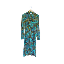 Load image into Gallery viewer, Shades of Green Dress with Faux Scarf Collar | L-XL