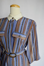 Load image into Gallery viewer, Striped Collared Shirt Dress with Ornate Belt | M