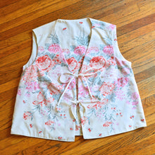 Load image into Gallery viewer, Up-Cycled Handcrafted Vintage Floral Tie-Front Vest | Large
