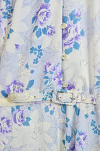 Load image into Gallery viewer, Blue Purple and White Floral Belted Shirtdress | 1970s | L