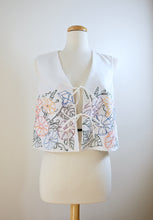 Load image into Gallery viewer, Up-cycled Handcrafted Vintage Tie-Front Floral Vest | Small