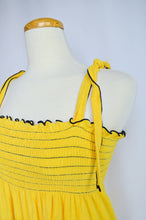 Load image into Gallery viewer, Bright Yellow Ruched Terry Dress | 1970s | Small