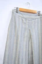 Load image into Gallery viewer, Grey Striped Textile Midi Skirt | S