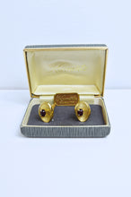 Load image into Gallery viewer, Vintage Krementz Gold Tone Oval Cuff Links with Ruby | 1950s