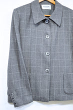 Load image into Gallery viewer, Holt Renfrew Classics Gray Plaid Wool Blazer | L