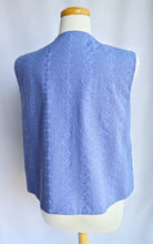 Load image into Gallery viewer, Up-cycled Periwinkle Blue Floral Eyelet Tie-Front Vest | Large / Extra-Large