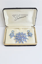 Load image into Gallery viewer, Vintage Sherman Blue Aurora Borealis Brooch and Earring Set | 1950s-1960s