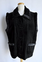 Load image into Gallery viewer, Leather Vest with Faux Fur Trim | XL