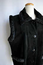 Load image into Gallery viewer, Leather Vest with Faux Fur Trim | XL