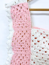 Load image into Gallery viewer, Up-cycled Pink and White Granny Square Vest with Side Ties | S-L