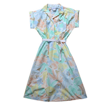 Load image into Gallery viewer, Vintage Pastel Abstract Floral Printed Short Sleeve Shirt Dress | Small-Medium