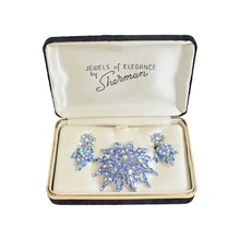Load image into Gallery viewer, Vintage Sherman Blue Aurora Borealis Brooch and Earring Set | 1950s-1960s