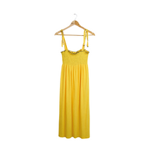 Load image into Gallery viewer, Bright Yellow Ruched Terry Dress | 1970s | Small