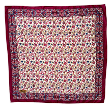 Load image into Gallery viewer, Vintage Bursa Burgundy Floral Baroque Square Silk Scarf
