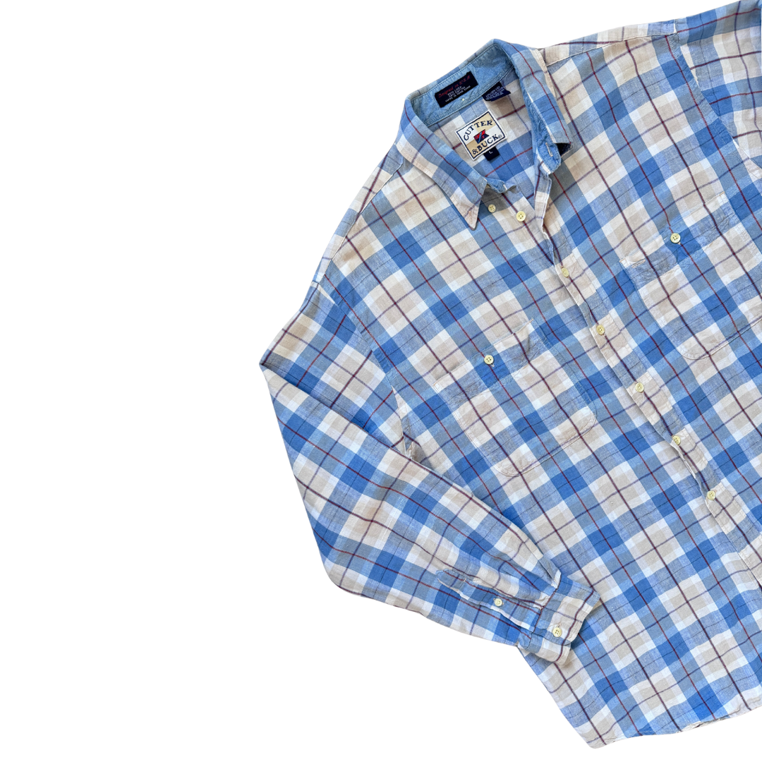 Cutter and Buck Men's Blue Plaid Shirt | Large / Extra-Large