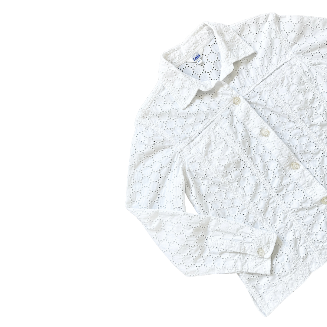 Tabi White Cotton Eyelet Blouse | Medium