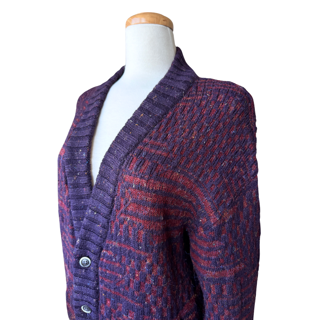 Gran Sasso Wool and Alpaca Purple Marled Cardigan | Large