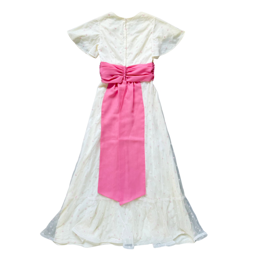 Pink Embroidered Ditzy Floral Fancy Dress | Extra-Small