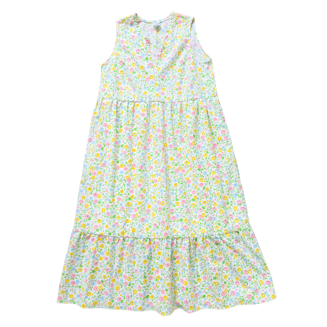 Recycled Pop of Floral Ruffled Midi Play Dress | Medium