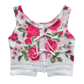Recycled Red and Pink Rose Tie-Front Towel Vest | Small