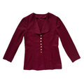 Vintage 70s-80s Burgundy Blazer with Gold Buttons | Small