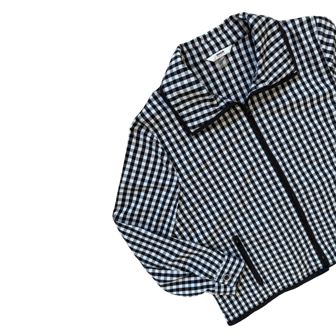 Alia Petites Black and White Gingham Jacket | Medium