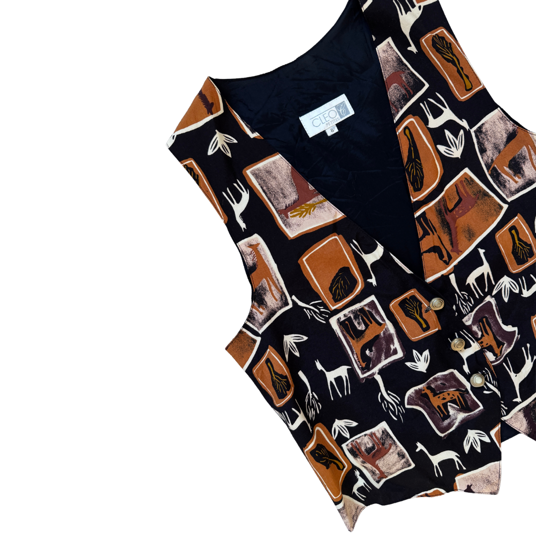 Cleo Petites Safari Print Vest | Medium