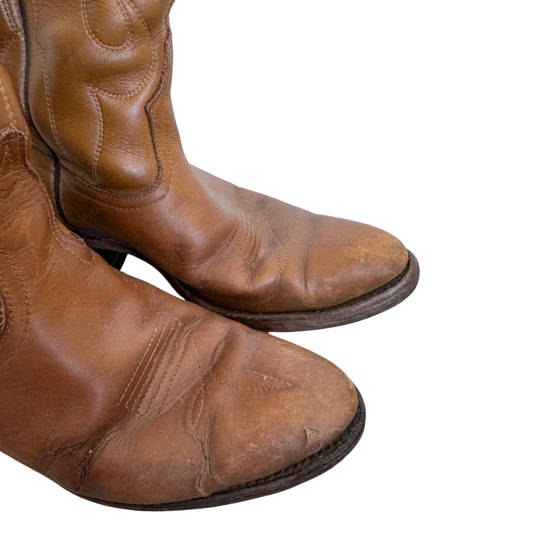 Neolite Tan Embroidered Cowboy Boots | Men's 6/12 - Women's 8