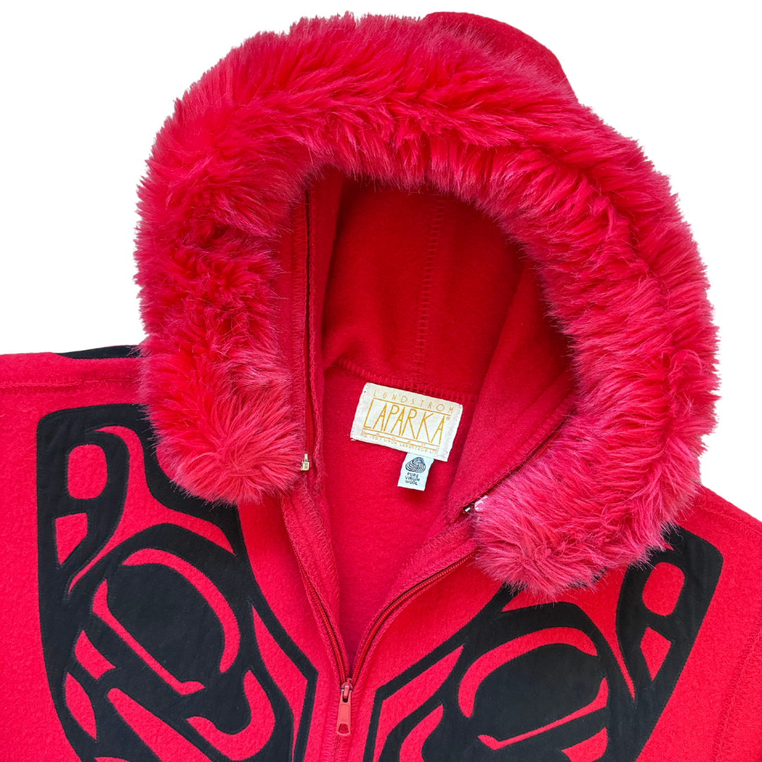 Linda Lundstrom LaParka Red Wool with Black Nisga Motif | Large