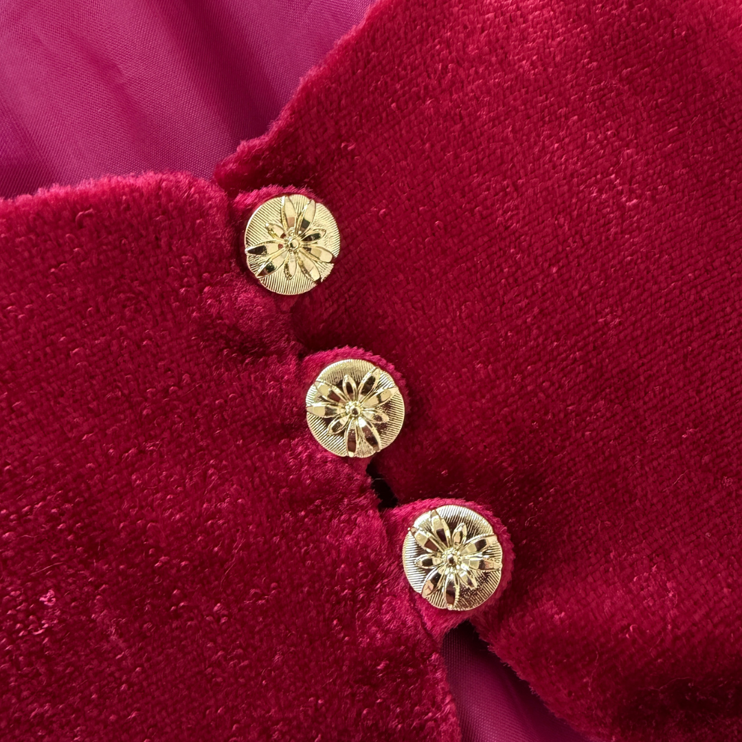 Burgundy Velvet Cropped Vest | Extra-Small