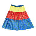 Vintage 70s-80s Primary Colours Floral Tiered Midi Skirt | Small