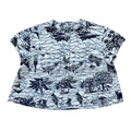 Vintage 80s Navy and Light Blue Safari Print Blouse | Small