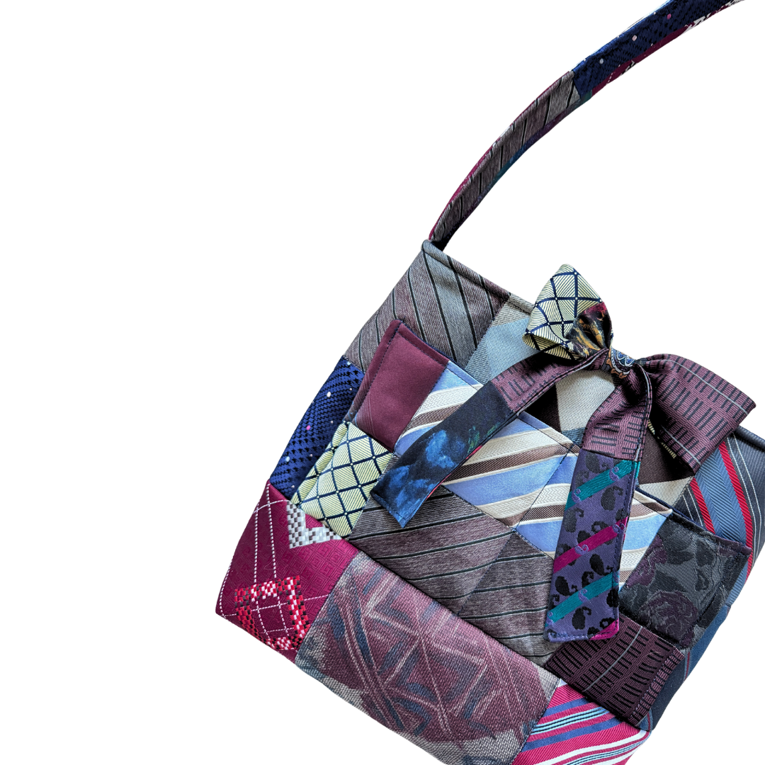 Recycled Patchwork Tie Bow Bag