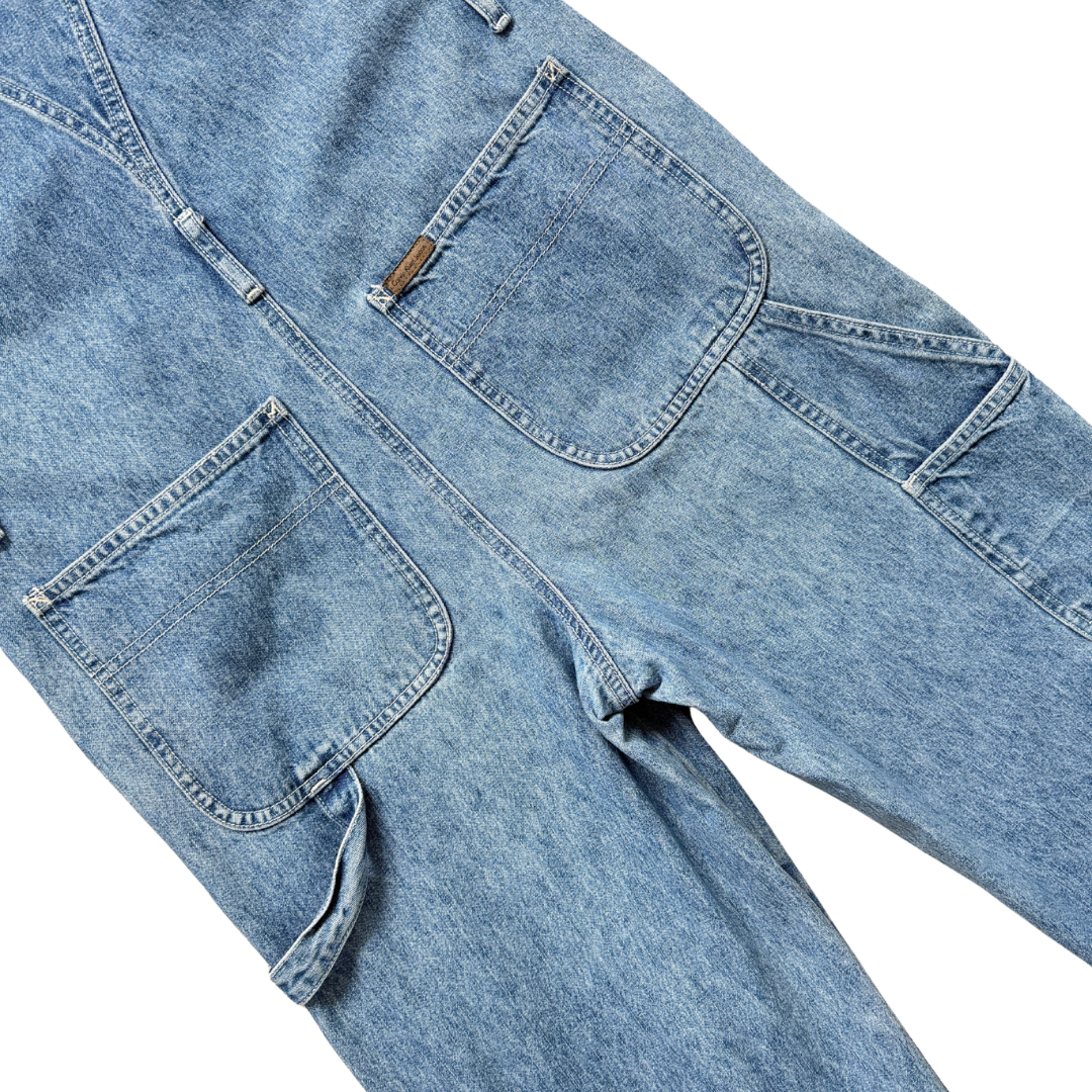 90s Calvin Klein Light Wash Cargo Overalls | Small