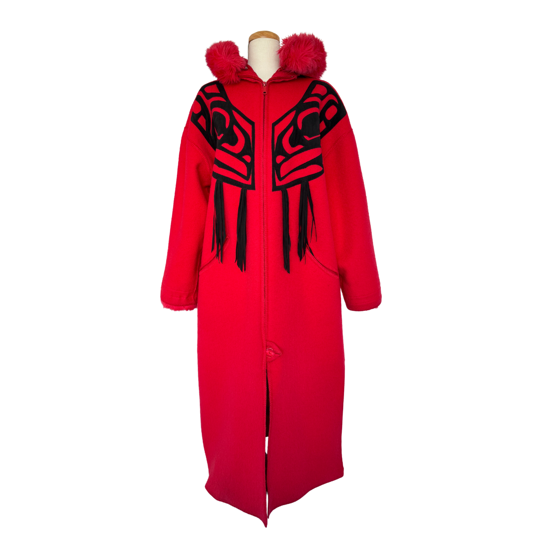 Linda Lundstrom LaParka Red Wool with Black Nisga Motif | Large