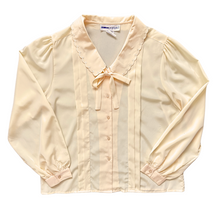 Load image into Gallery viewer, Vintage 1970s Impromptu Butter Yellow Embroidered Collar Blouse with Bow | Large / Extra-Large
