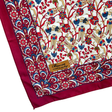 Load image into Gallery viewer, Bursa Burgundy Floral Baroque Square Silk Scarf
