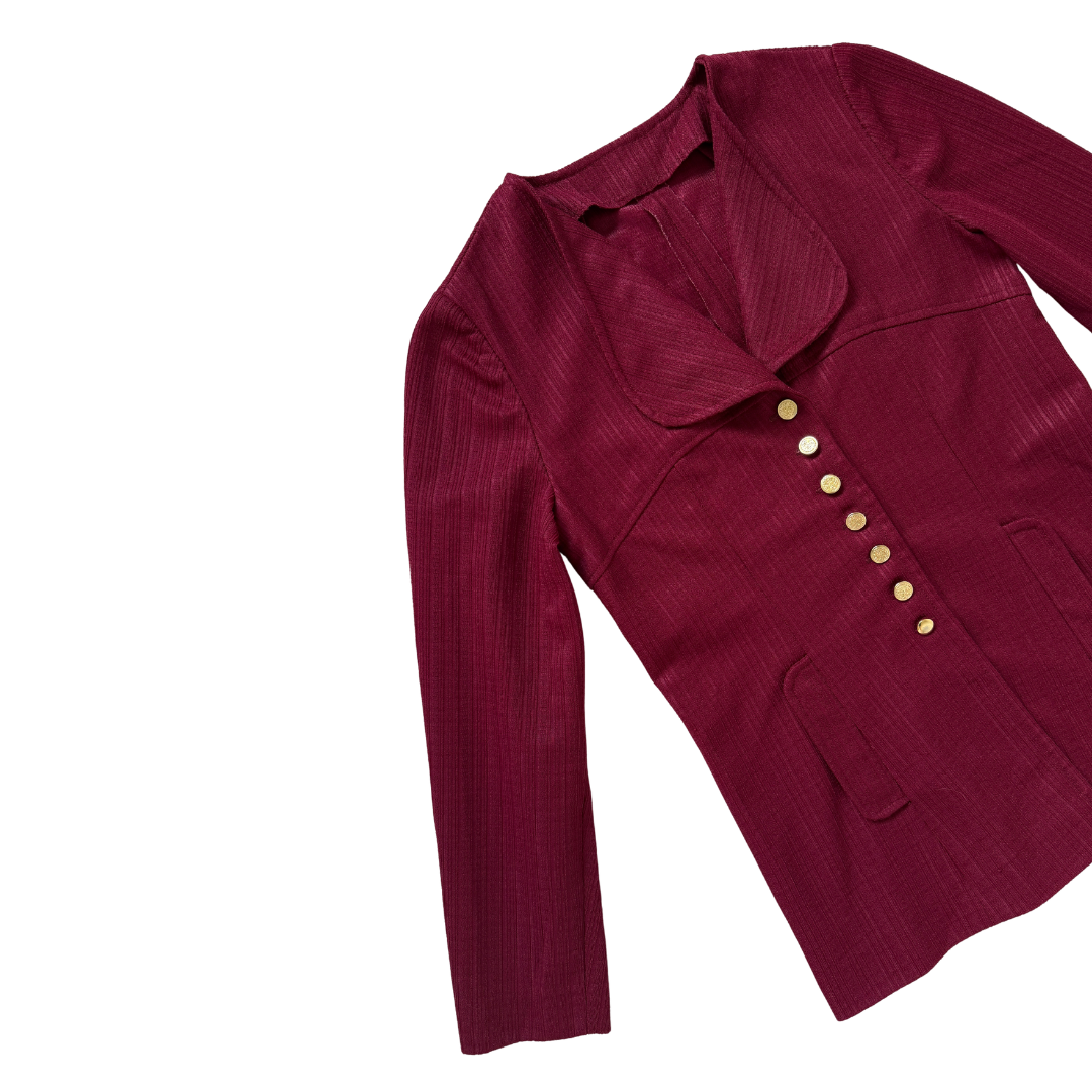Burgundy Blazer with Gold Buttons | Small