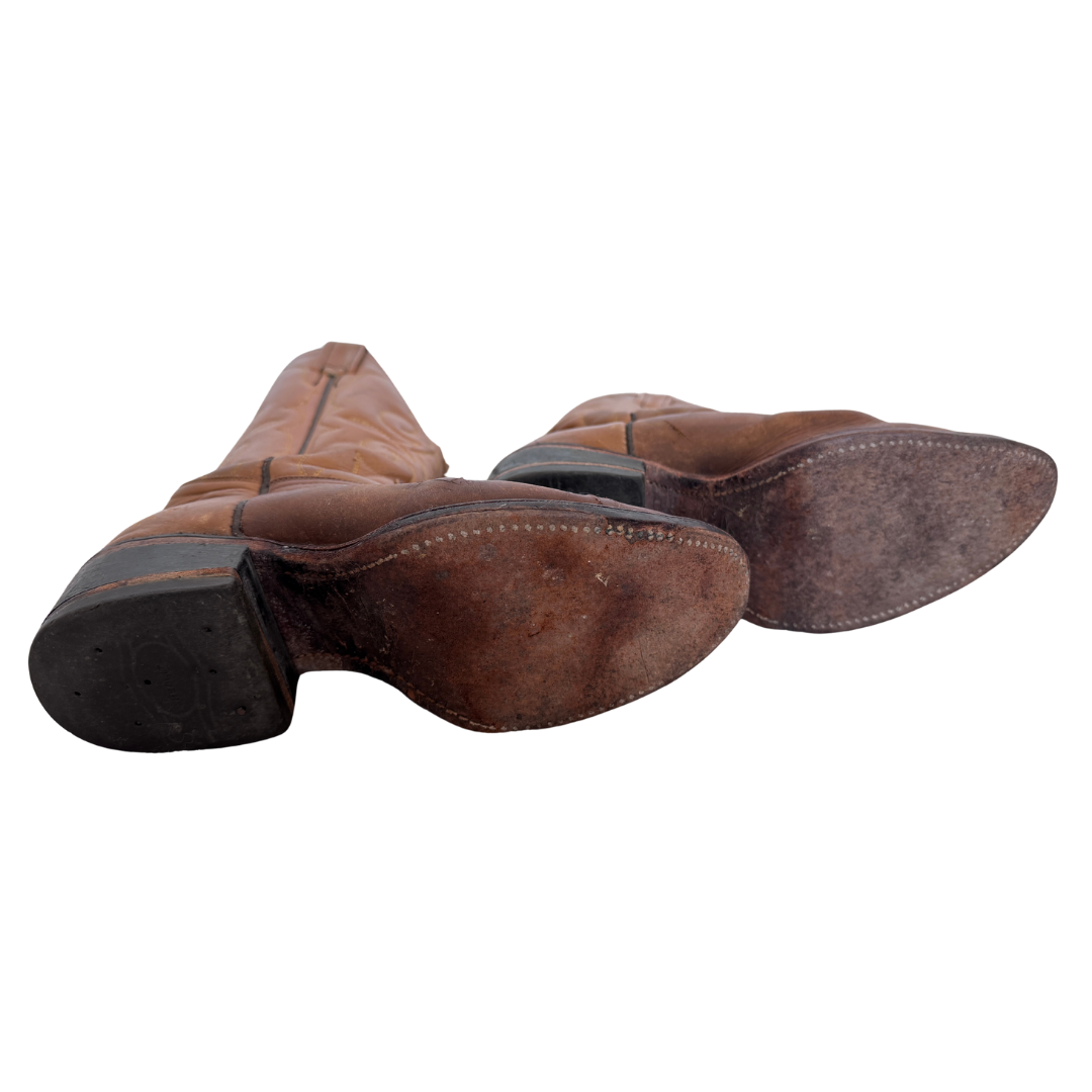 Neolite Tan Embroidered Cowboy Boots | Men's 6/12 - Women's 8