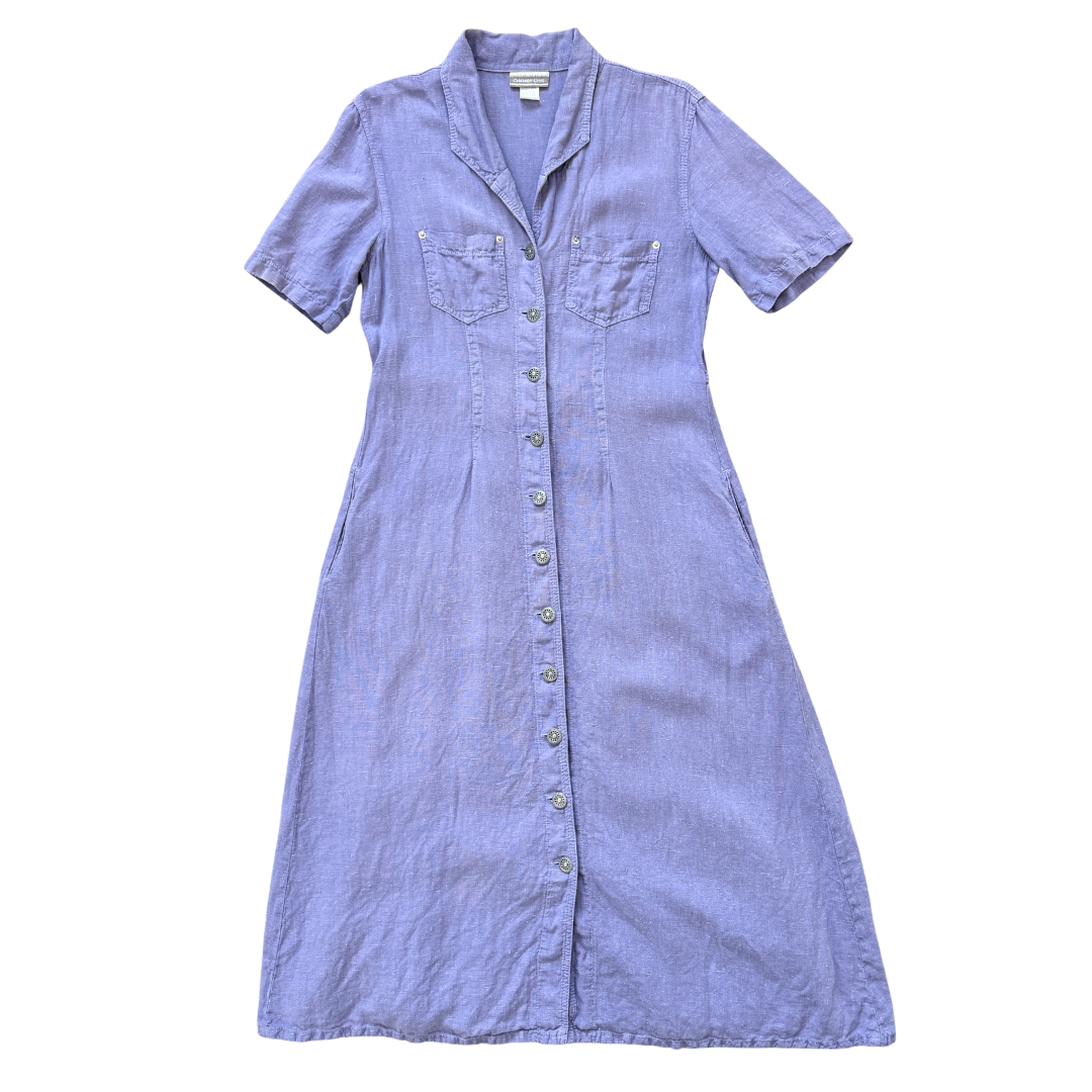 Vintage 1980s-1990s Coldwater Creek Lilac Lilen Maxi Dress | Medium