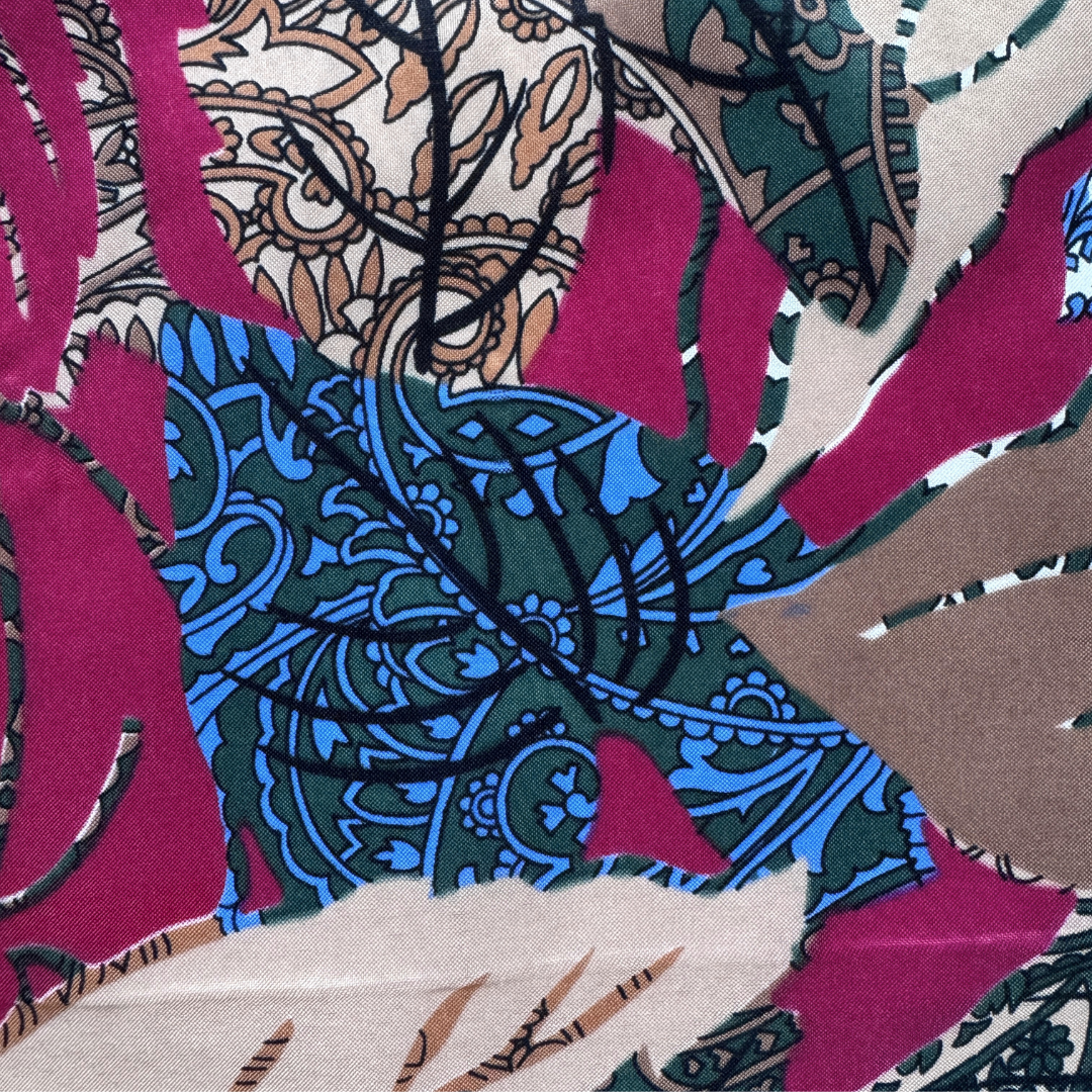 G. Guccini Burgandy and Brown Leaves Square Scarf