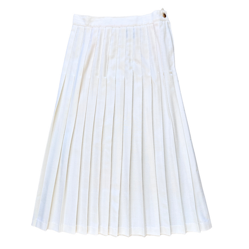 Vintage 1980s Patapouf White Pleated Skirt | Medium
