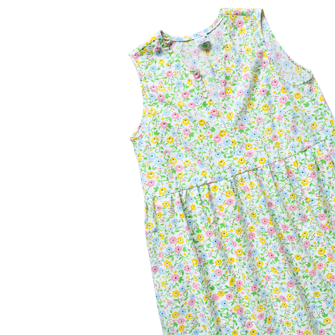 Recycled Pop of Floral Ruffled Midi Play Dress | Medium