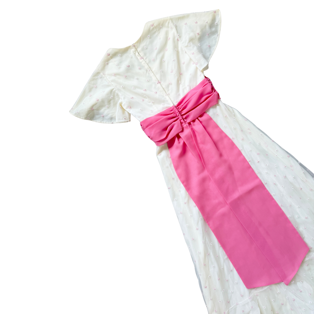 Pink Embroidered Ditzy Floral Fancy Dress | Extra-Small