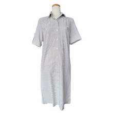 Load image into Gallery viewer, Sears Beige and White Striped Shirt Dress | Medium-Large
