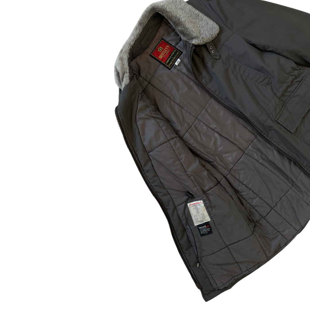 Men's Bentley's of London Gray Faux Fur Collared Coat | Medium - Large